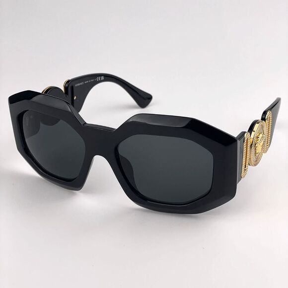 NEW Versace VE4424U GB1/87 MAXI MEDUSA BIGGIE Black Irregular Oversize Sunglasse - Picture 2 of 12